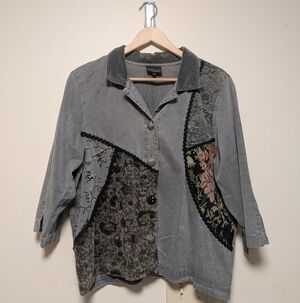 Nanette Keller Patchwork Button Jacket | L | Artsy Cottagecore Blazer